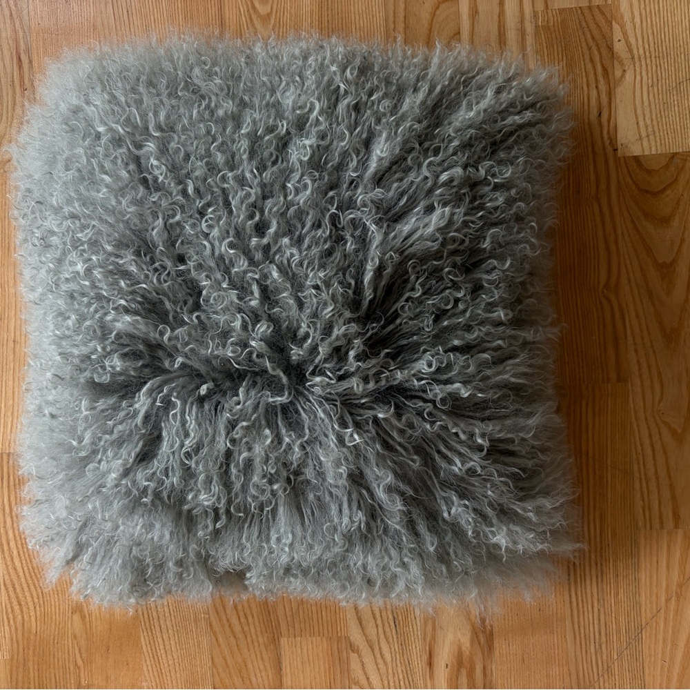 Gray Faux Fur Throw Pillow - MINT